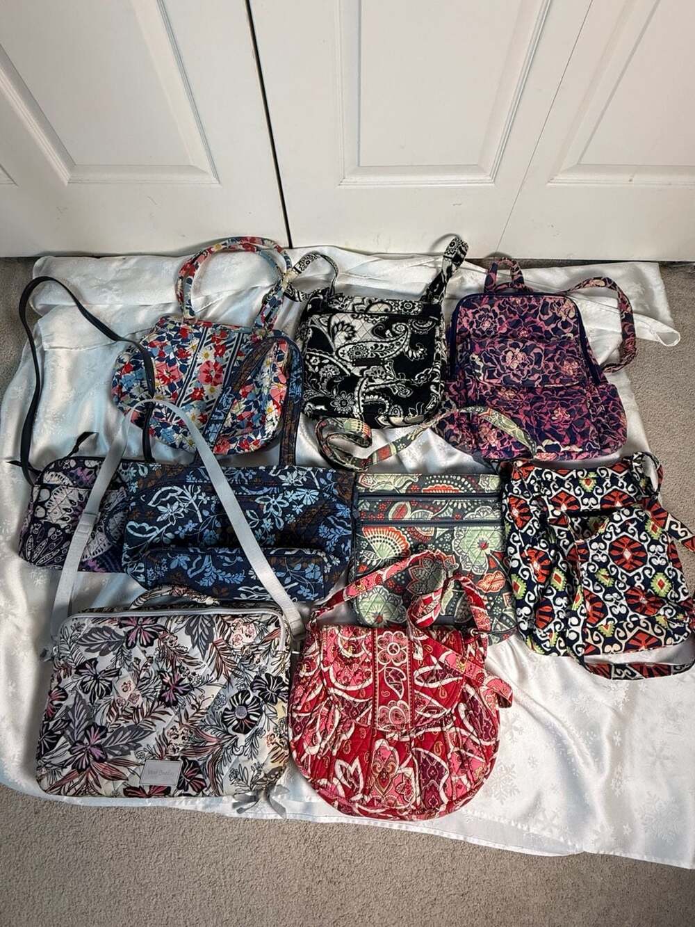 Vera Bradley 9 Piece Quilted Bag Lot Retired Prints Crossbody Tote Backpack Y2K